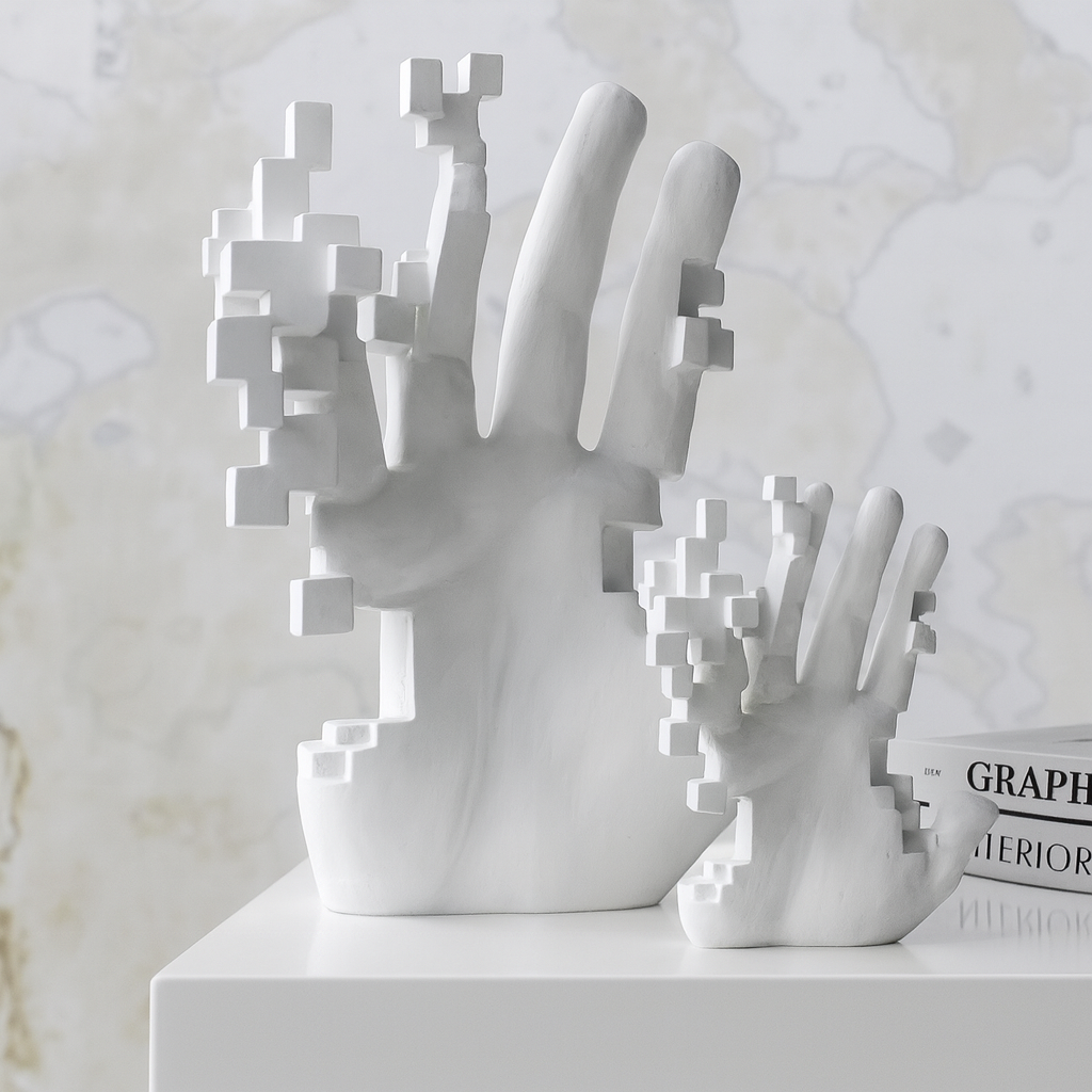 Modern Minimalist White Resin Hand Sculpture