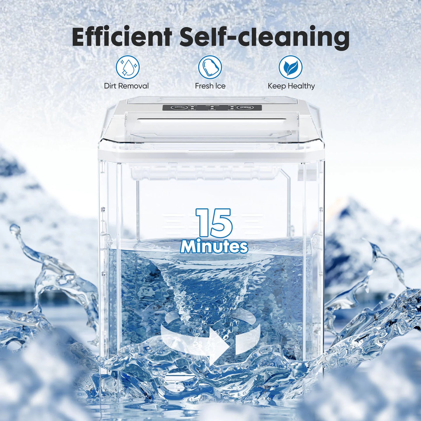 Portable Self-Cleaning Ice Maker