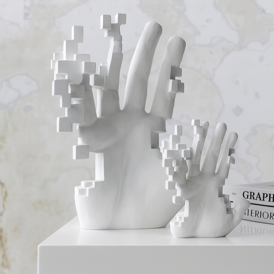 Modern Minimalist White Resin Hand Sculpture