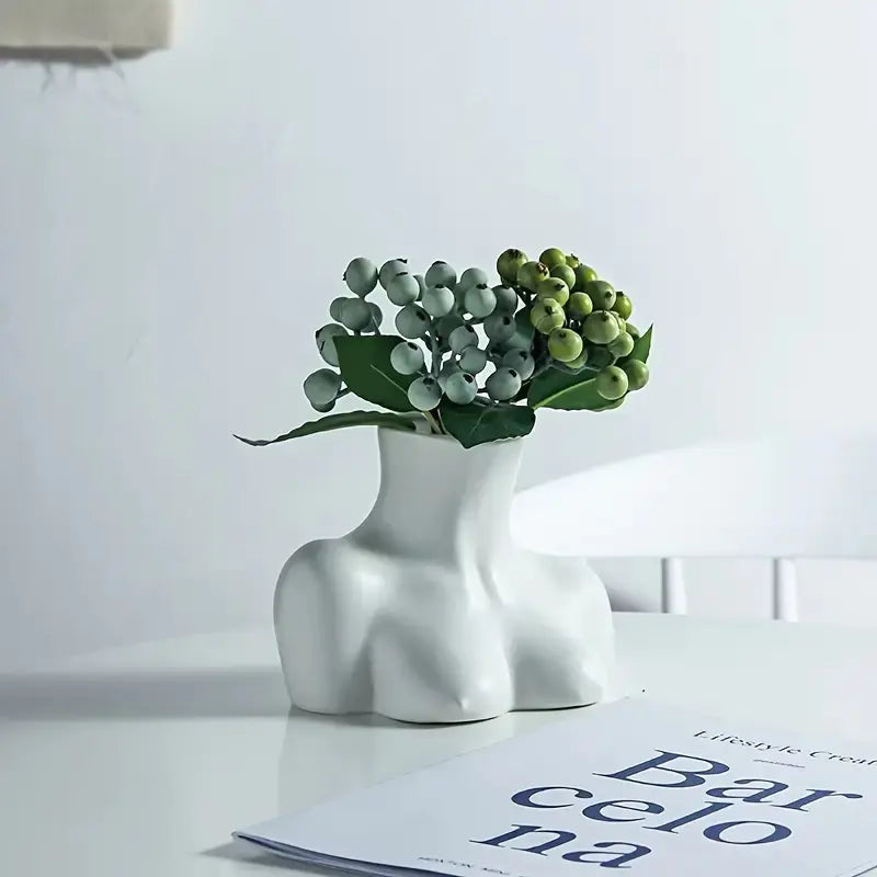 White Ceramic Female Bust Vase